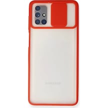Newface Samsung Galaxy M51 Kılıf Palm Buzlu Kamera Sürgülü Silikon - Kırmızı