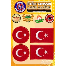 Ütü İle Yapışan Arma Yama, Türk Bayrağı Seti 4 Adet Ütüyle Yapışan Nakış Dokuma Aplike Patch Çok Renkli