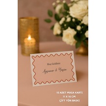 Pembe Zigzag Nişan Masa Kartı Çift Yön Baskı - 11x16cm - İsme Özel - Nişan Kartı - Nikah Kartı