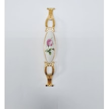 Zümre 128 Mm Metal Gold Kasa Beyaz Gül Desenli / 5 Adet Altın