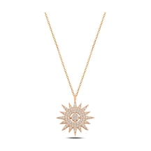 Zirkon Taşlı Rose Güneş Model 2 Kadın Gümüş Kolye Gklgnsmodl2-Ros (484545178)