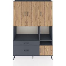 Hyperion Dolap 7 Raflı 2 Çekmeceli 4 Kapaklı 132x44x195 Antra... Antrasit