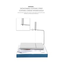 Novahub Peynir Dilimleme Tereyağı Kesici, Paslanmaz Çelik, 6 Yedek Tel, Doğru Boyut Ölçeği Gümüş