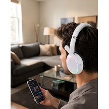 Over-ear Bluetooth Kulaklık Rgb Işıklı Type-c Şarjlı Uczzmax17beyaz-3