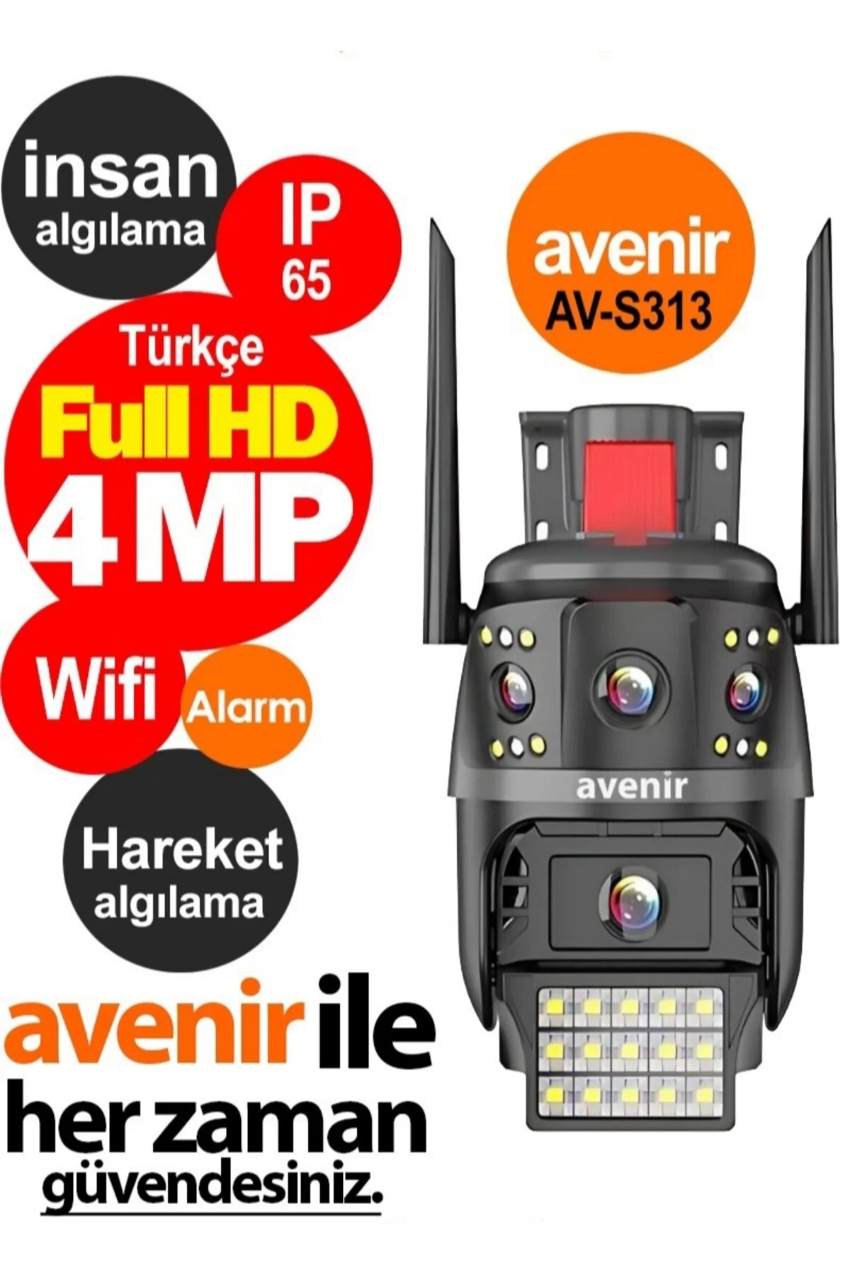 Avenir Av S 313 4 Mp 2 Kameralı Ptz Wifi Sirenli Kamera