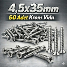 Krom Vida 4.5x35mm 50 Adet Paslanmaz Inox Vida Diğer