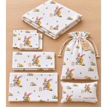 More Home Bebek Müslin Bez Battaniye Set 7 Parça Ördekli &tavşanlı Kırık Beyaz