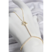 Gold Renk Pirinç Zirkon Taşlı Yıldız Model Şahmeran Belirtilmemiş