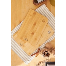 Bambu Kesme Tahtası Seti 2 Li 28-33 Cm Doğal Ahşap Mutfak Sunum Tahtası Ahşap