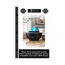 Delux Serisi Dekoratif Lamba Parti Lambası Projeksiyon Starry Projektör Led Lazer Lw34 Siyah Çok Renkli