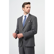 İmza Koyu Antrasit Çizgili Desen Bez Ayağı Mono Yaka Tam Astar Çift Yırtmaç 2 Düğme 6 Drop Comfort Fit Classic Takım Elbise 1001245160 Koyu Antrasit