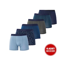 Tudors Erkek 6'lı Pamuklu Likralı Esnek Kumaş Premium Seri Boxer-41487 Çok Renkli