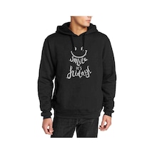 Cuma Günkü Metin Smile English Art Baskılı Siyah Erkek Örme Sweat