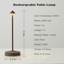 Ximistore9 Taşınabilir Led Dokunmatik Lamba, 3000 Mah Pil İle Çalışan, 2 Seviye Aydınlatmalı, Kompakt Ve Suya Dayanıklı Alüminyum Tasarım