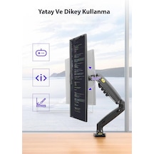 North Bayou Nb F80 Tek Kol Amortisörlü Monitör Tutucu, 360 Dönebilir, Tam Rotasyon, Kablo Yöne Altın