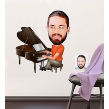 Kişiye Özel Bay Piyanist Karikatürlü Duvar Sticker 50X70CM
