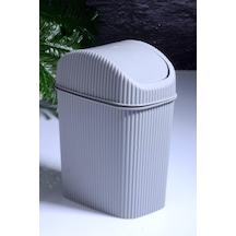 Bev Kitchen Mini Pratik Kapaklı Banyo Ve Mutfak Tezgah Üstü Çöp Kovası Ev Ofis Çöp Kutusu 2,5 Lt Gri 18 X 23