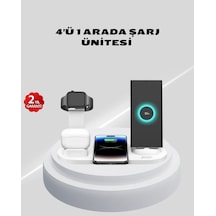 Kablosuz Şarj İstasyonu 4 Ü 1 Arada İphone Watch Ve Airpods Uyumlu Beyaz