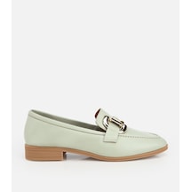 Hotiç Kadın Deri Açık Yeşil Toka Detaylı Klasik Loafer