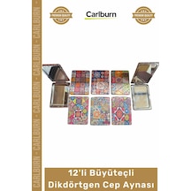 Cepaynası Promosyon Hediyelik Şık Tasarım Portatif Logo 12'li Büyüteçli Dikdörtgen Cep Aynası