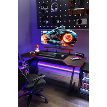 Profesyonel Rgb Ledli Oyuncu Masası 140 75 70 Cm Bilgisayar Masası Gamer Çalışma Masası Antrasit