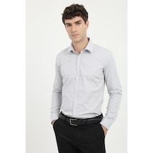 Dufy Erkek Slim Fit Uzun Kol Gri Gömlek-26098