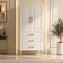 Sorrento Çok Amaçlı Dolap 60 Cm 2 Kapak 3 Çekmece Soft Beyaz - Çok Amaçlı Erzak Dolabı Bej