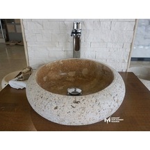 Noche Traverten Dışı Taramalı Bombeli Lavabo