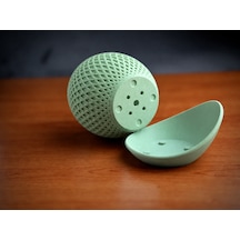 Bezos 3d Baskı Küre Saksı - Kafes Dokulu İki Parçalı Dekoratif Saksı - Mint-mint Bty Standart