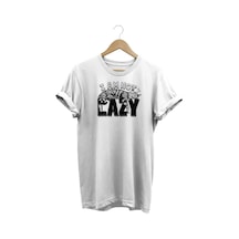 Lazy Baskılı Beyaz T-shirt Beyaz
