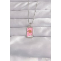 316l Çelik Gümüş Renk Pembe Mineli Güneş Model Tarot Kolye Karışık Renk