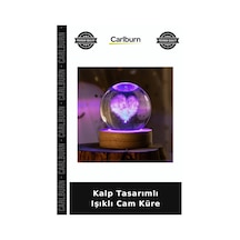 Kalp Tasarımlı Işıklı Cam Küre Salon Aksesuarı Arkadaşa Jest Yıl Dönümü