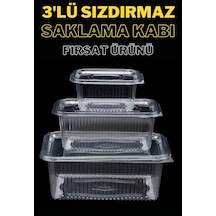 Plastik Sızdırmaz Kap 500 Gr - 1000 Gr - 2000 Gr Kullan At Tek Kullanımlık Kapaklı Kase 25 Adet 3 Lü Set