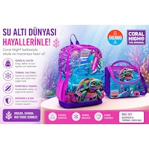 Coral High Pembe Mor Kaplumbağa Sırt Çantası 23756+thermo Beslenme Çantası 11756 Çok Renkli