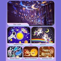 Bunny S Carousel Gece Lambası Projeksiyonlu Müzikli Atlıkarınca Tasarım Kablolu 5v Usb Çalışma Tavşan Figürlü Döner Işıklı Çocuk Odası Yıldız Tavan Projektör Gece Işığı Wh-e11 Diğer
