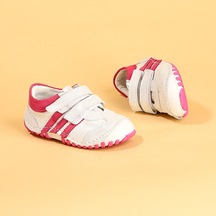 Kiko Kids Deri Ortopedik Cırtlı Kız Çocuk Ayakkabı Teo 138 Beyaz - Fuşya 001
