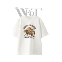 Thewert Cowgirl Horse Tasarım Baskılı Ünisex Beyaz Oversize T-shirt