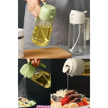 Çift Fonksiyonlu Cam Yağdanlık 500ml Zeytinyağı Sıvıyağ Şişesi Airfryer Sprey Yağlık Sirkelik Yeşil Diğer