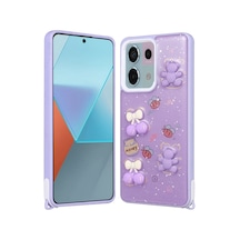 Zore Redmi Note 13 Pro 5g Kılıf Parlayan Sıvılı Simli Kabartma Figürlü Nvth Cevze Kapak-beyaz
