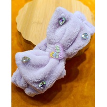 Monalisa Home Lüks Peluşlu Figürlü Saç Bandana Açık Mor