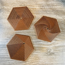 Bezos 3d Baskı Super Fidget Coaster Seti - Altıgen Desenli Bardak Altlığı Ve Tutucu-kahverengi Dmc