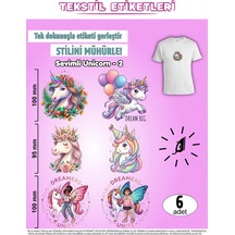 Ütü İle Yapışan Kıyafet Etiketi Unicorn Serisi -2 6lı Set Karışık