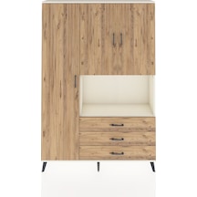 Arges Dolap 6 Raflı 3 Çekmeceli 3 Kapaklı 132x30x195 Aytaşı-çam/çam Atlas Çam/atlas Çam