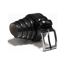 Deepsea Siyah Erkek Nokta Desenli 3,5 Cm Rugan Klasik Suni Deri Erkek Kemer 2104486 Siyah