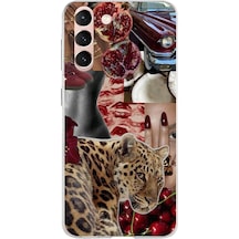 Samsung Galaxy S21 Uyumlu Leopar Kırmızı Vibes Baskılı Silikon Kılıf Renkli