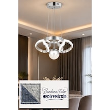 Çizgili Kasa Diana Power Led Avize Krom Modern Dekoratif Halka Tasarımlı Salon Ve Yemek Odası Aydınlatma 4216