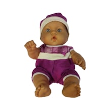 Oyuncak Et Bebek Mor Tulumlu Bebe Şapkalı 35 Cm No 6