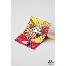 Dondurma Pop Art, Çerçevesiz Yüksek Kalite Duvar Afişi - Renkli Ev Dekorasyonu