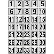 Metal Kapı Masa Dolap Numarası 4 Cm 4 Cm 35 Adet