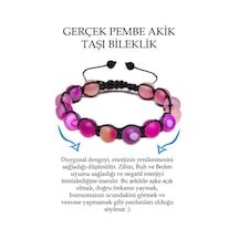 Sertifikalı Ham Işlenmemiş Pembe Akik Taşı Bileklik Çok Renkli